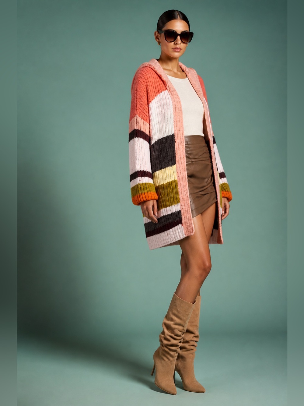 Free People Dream Team Open Cardigan Colorblock Womens Size Small Petite